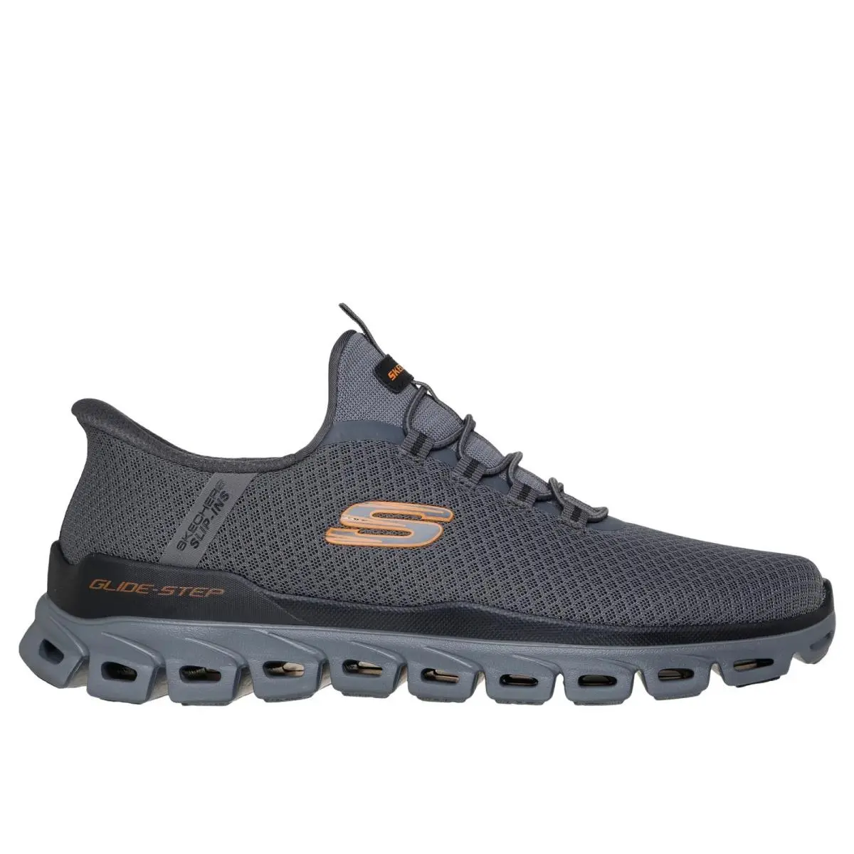 Skechers Men`s Slip-ins Glide-step Noxus - Charcoal / Orange Size 14W Wide