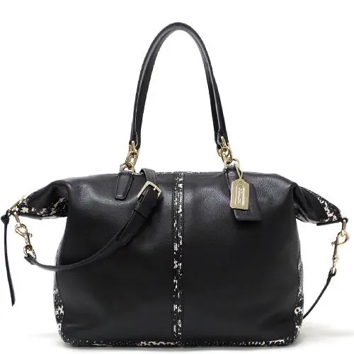 Bleecker Cooper Satchel in Two Tone Python Embossed Leather 27984 Blk by Coach