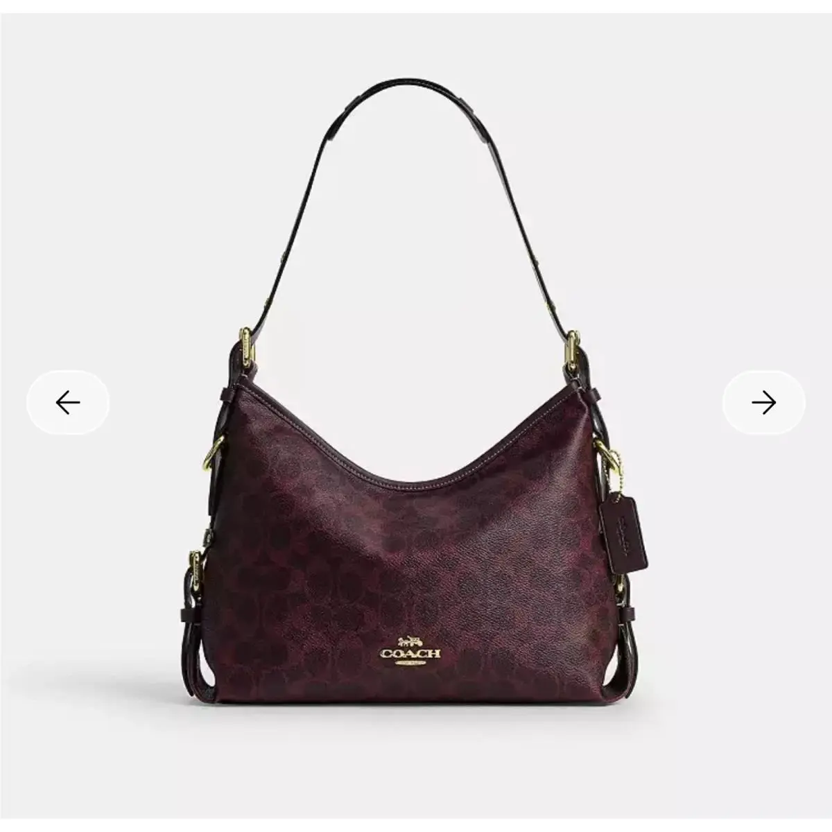 Laurel Shoulder Bag with Buckles Signature Canvas CFP16 Black Currant by Coach