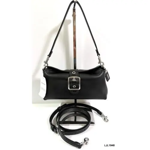 Abbie Leather Shoulder Bag Black CFO91 by Coach