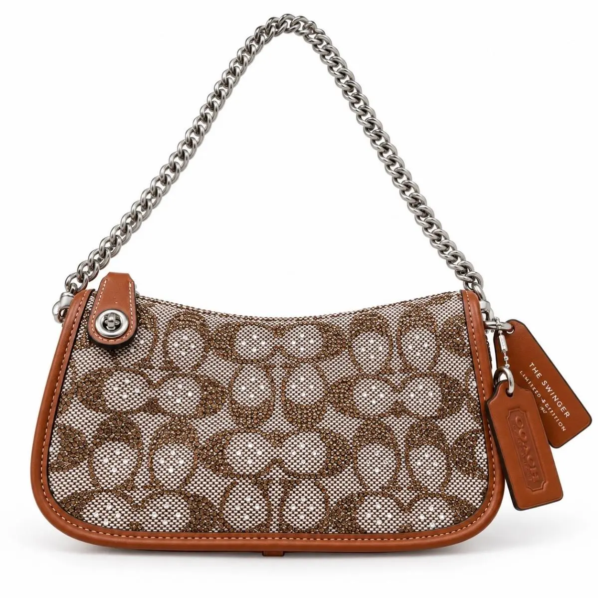 Swinger 20 Limited Edition Crystal Signature Jacquard Chain Bag CW568 by Coach