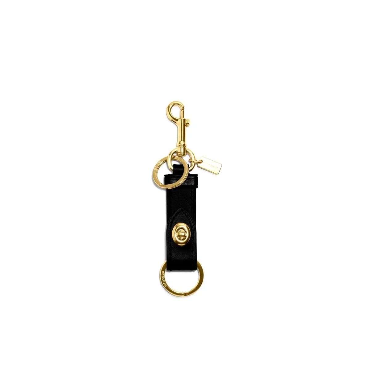 F39865 Leather Trigger Snap Bag Charm Black Valet Key Ring by Coach