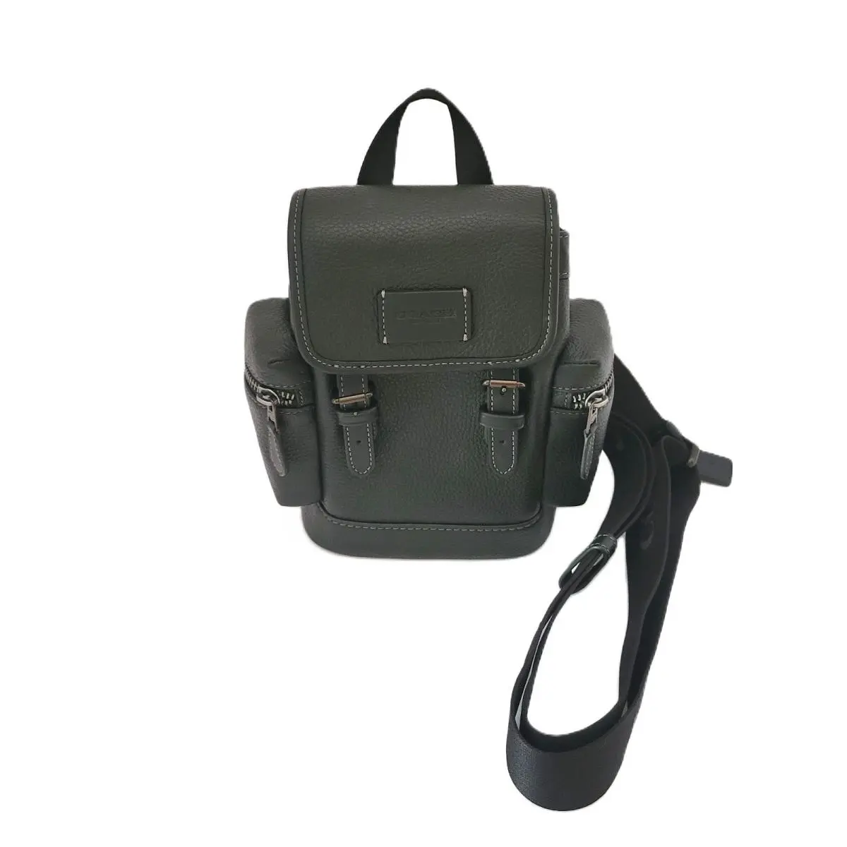 CBF63 Sprint Sling Pack Pebbled Leather Small Messenger Bag Black by Coach