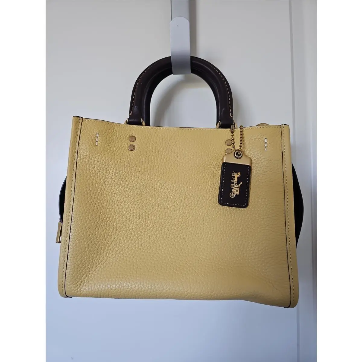 Rogue 25 Leather Brass Color Block Hay Yellow Shoulder Bag Tote by Coach