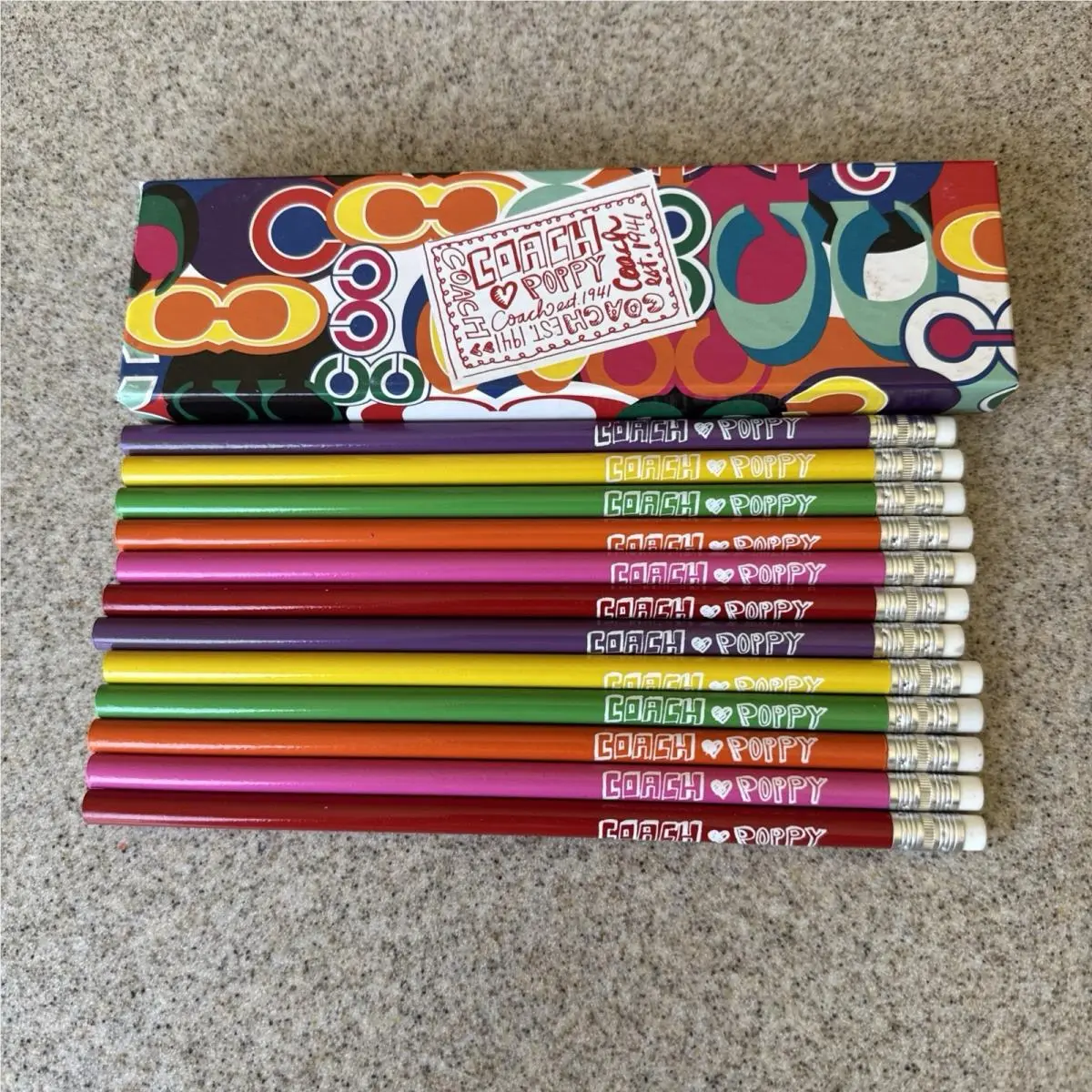 Poppy Multicolor Op Art Logo Pencil Set by Coach