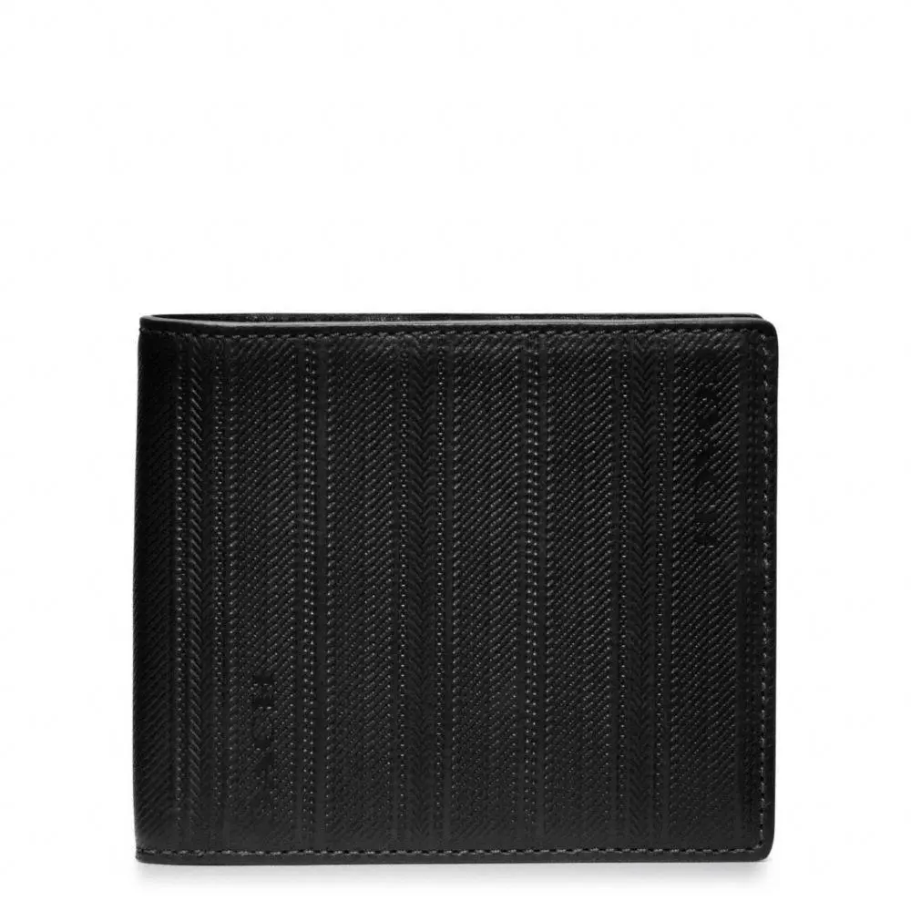 Bleecker Embossed Leather Slim Billfold Black Wallet 74380 by Coach