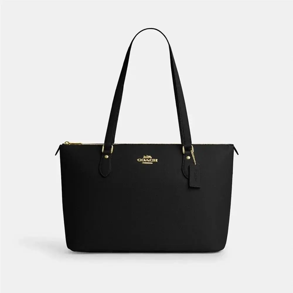 Gallery Tote Bag in Crossgrain Leather Black CV402 by Coach