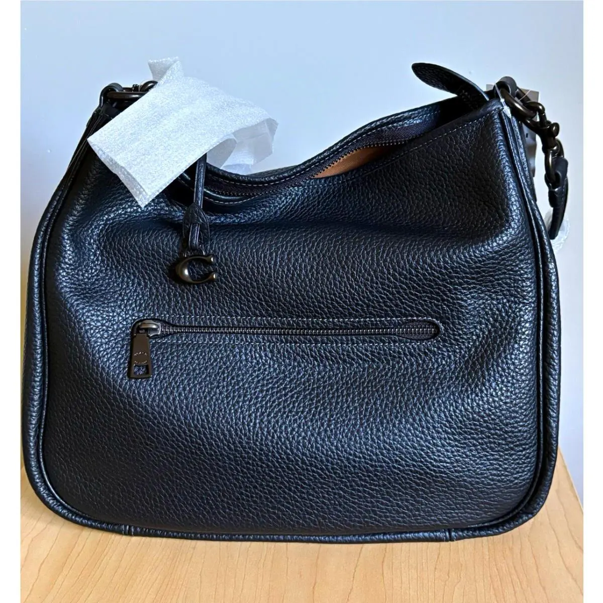 Cary Black Pebbled Leather Slouchy Shoulder Bag w/ Dust Bag by Coach