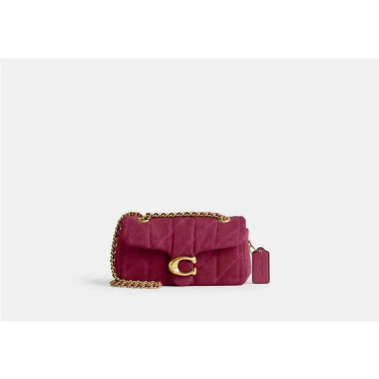 Quilted Suede Tabby Shoulder Bag Dark Fuchsia OS by Coach