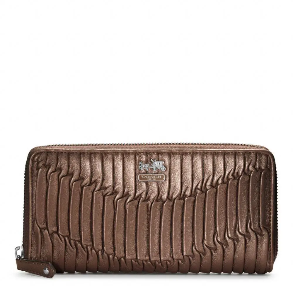 Madison Gathered Leather Accordion Zip Wallet 46481 Bronze Brown by Coach