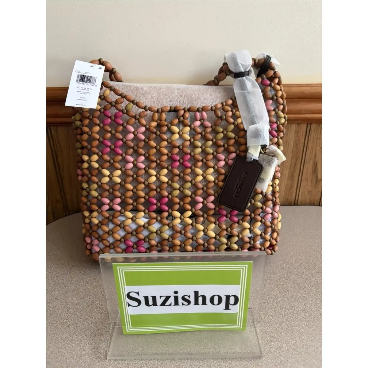 Brooklyn Shoulder Bag 28 Wooden Beading Maple Grain Leather CEN98 by Coach