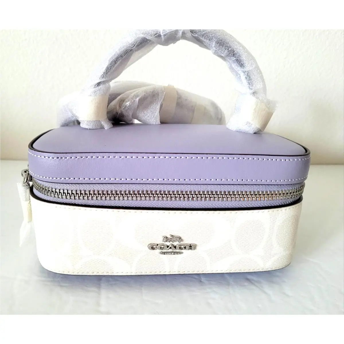Train Case Crossbody Signature Canvas Leather Chalk CJ522 by Coach