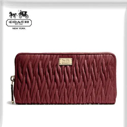 Coach Madison Accordion Zip Gathered Twist Leather Wallet 49609 Li/brick Red