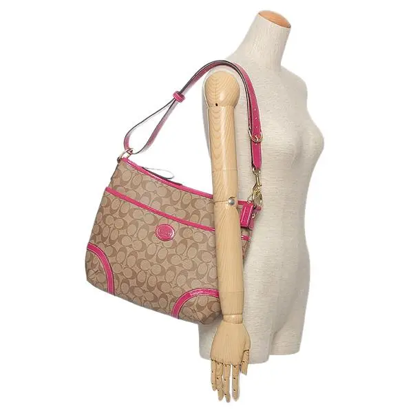 Peyton Convertible Hobo / Crossbody Handbag 19823 Khaki/magenta by Coach