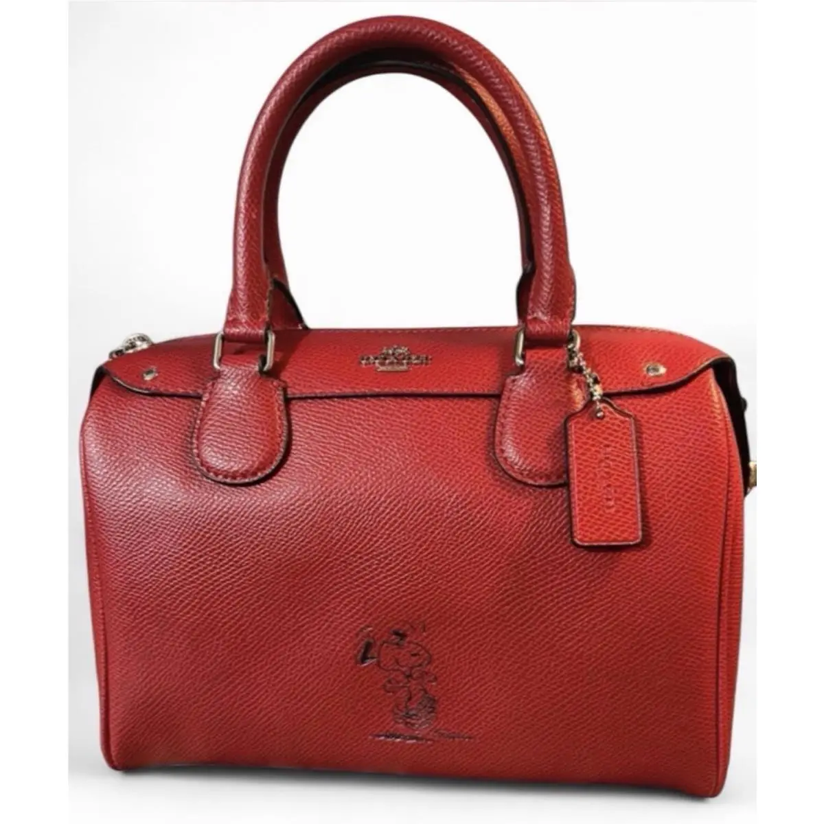 x Snoopy Red Leather Limited Edition Peanuts Mini Bennett Satchel Bag by Coach