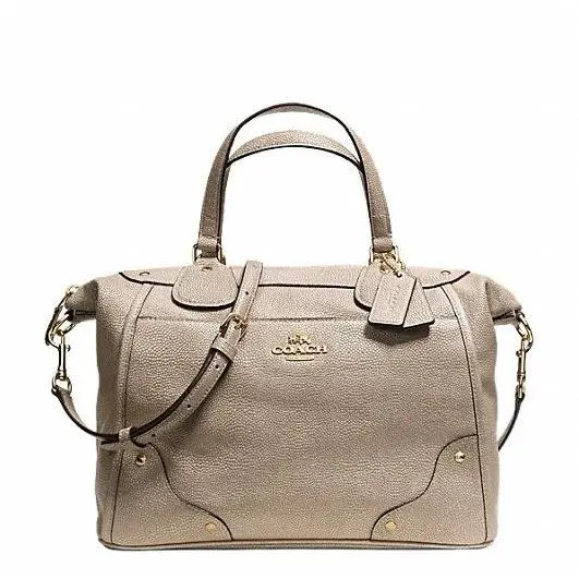 Mickie Satchel in Caviar Grain Leather Handbag 34143 Gold/gold by Coach