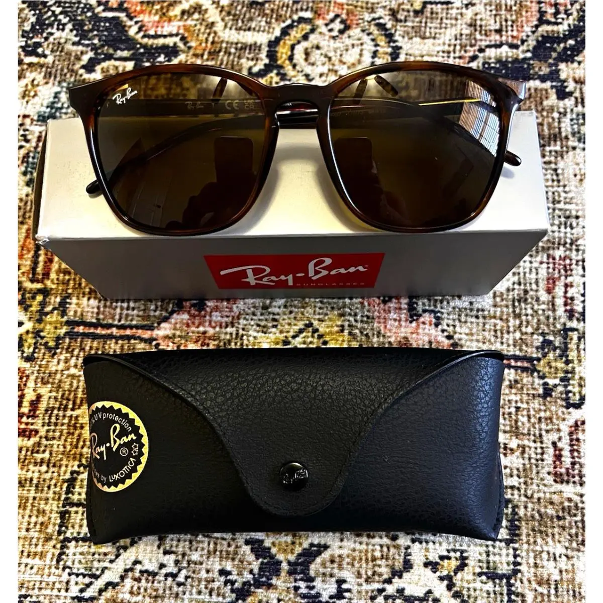 Ray-ban RB4387 710/73 Polarized Square Sunglasses Light Havana/dark Brown 54-18