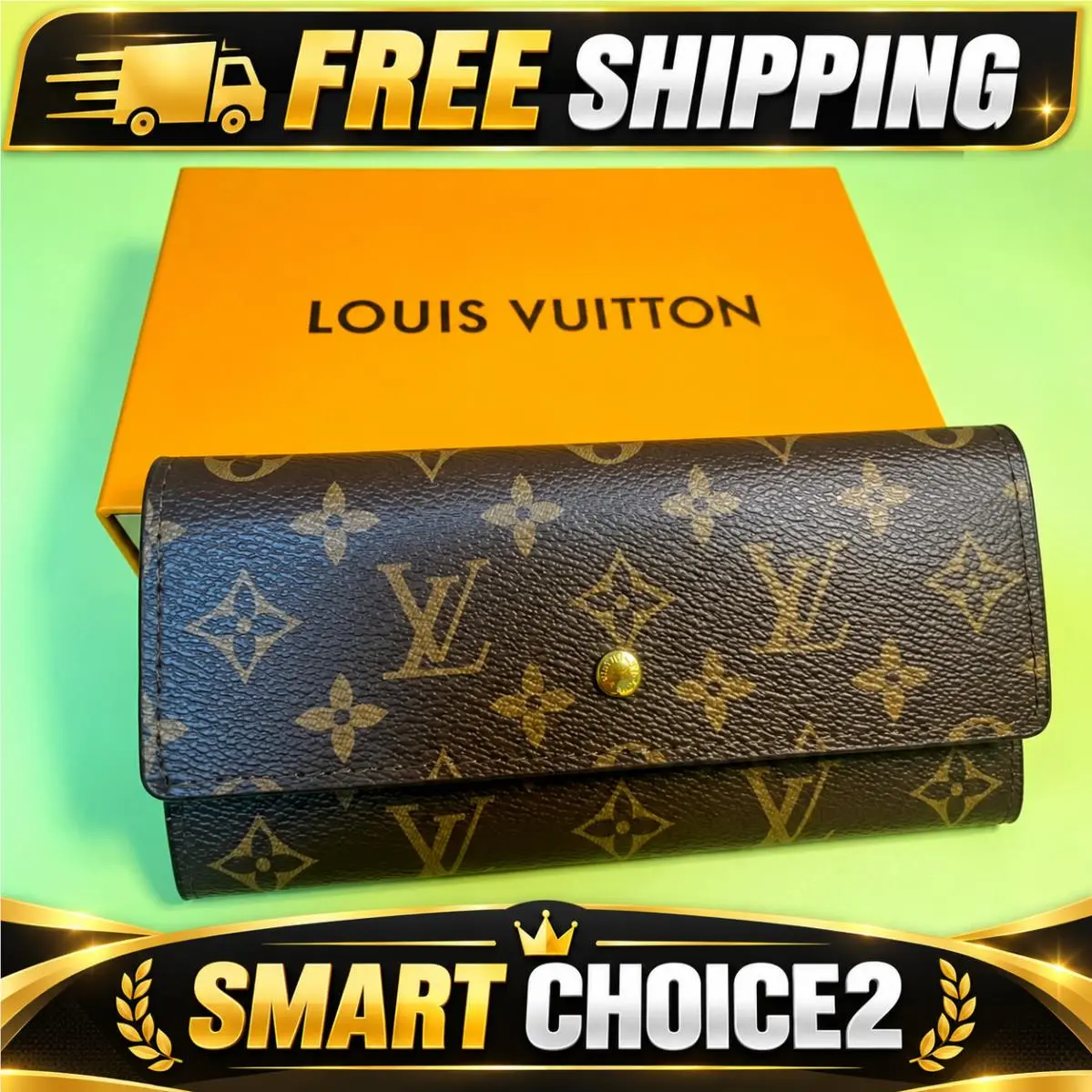 Portefeuille Sarah Monogram Long Wallet Louis Vuitton Brown Snap Closure Luxury