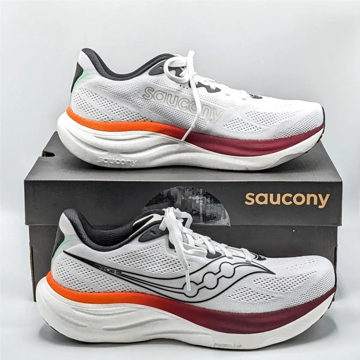 Saucony “ride 19” Men’s Neutral Performance Running Shoes White/crimson
