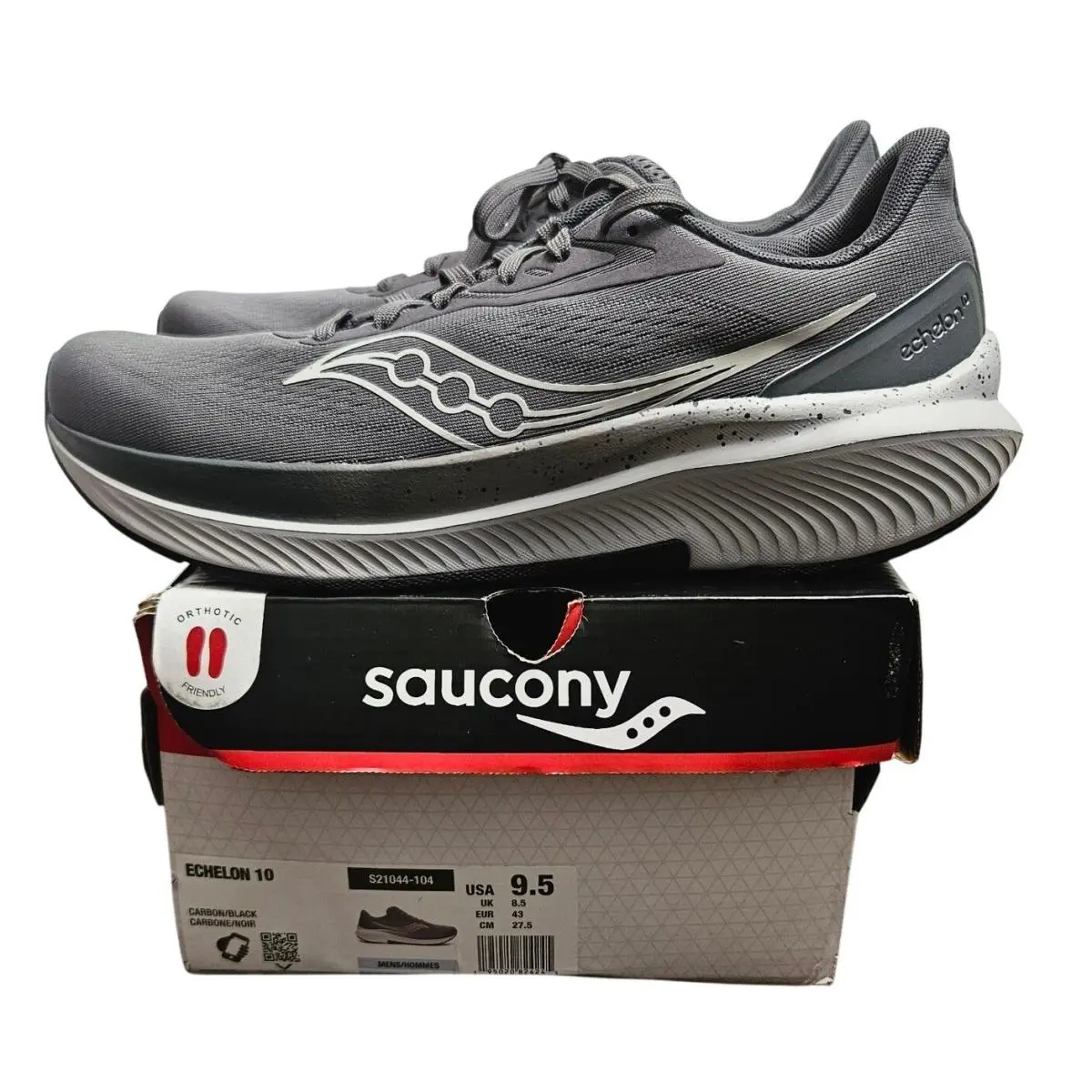 Echelon 10 Mens Running Shoes Carbon Black Grey S21044-104 Size 9.5 by Saucony