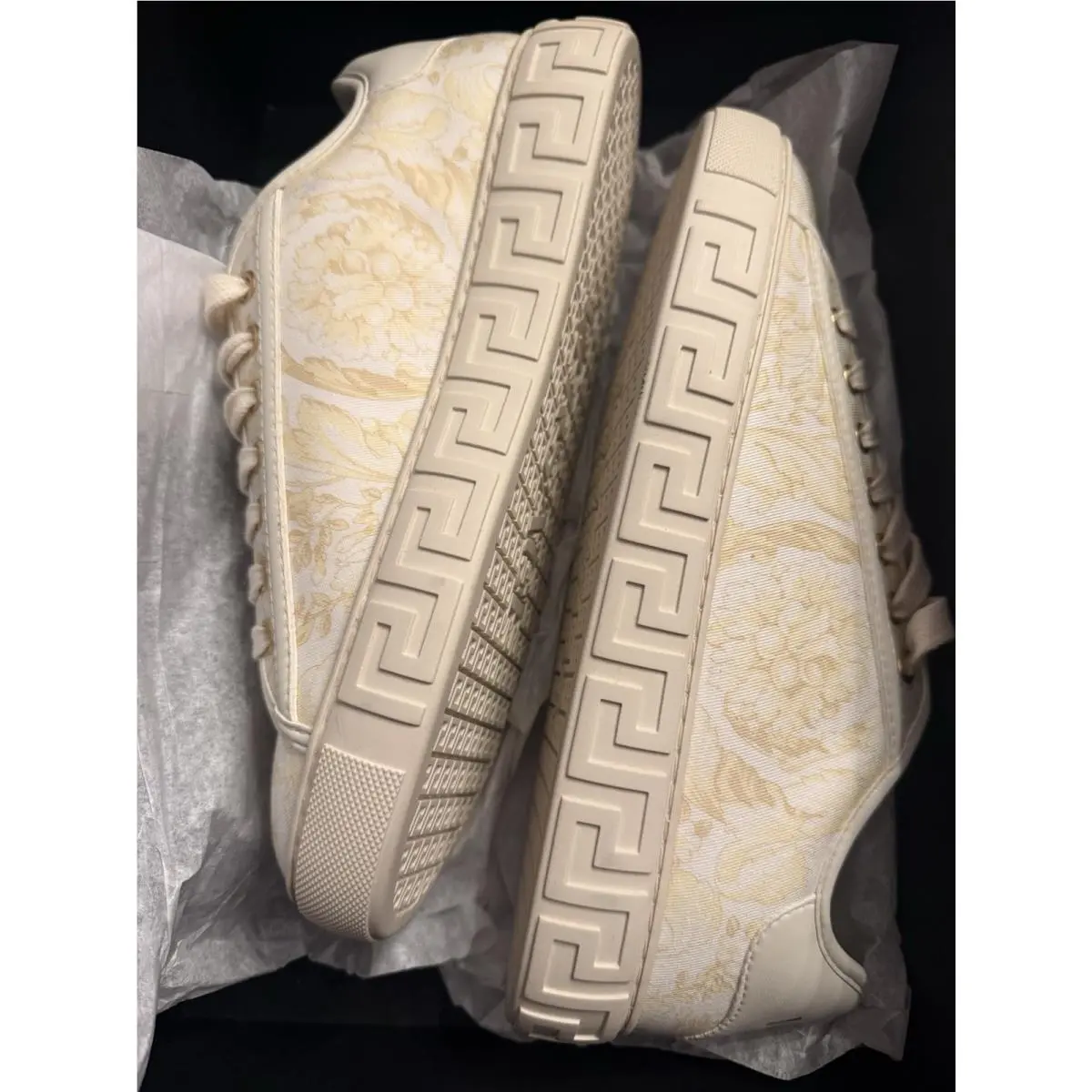 Versace Barocco Jacquard Greca Low Top Sneaker Size 9.5 US