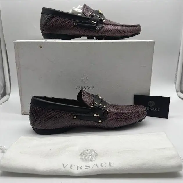 Versace Medusa Men Driver Loafers Brown Gold IT 39.5 US 6.5 DSU4753 Box