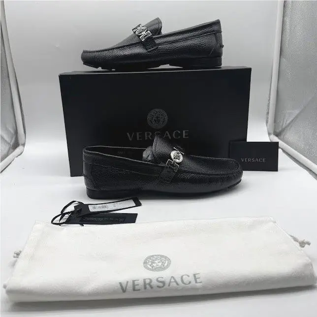 Versace Medusa Men Leather Driver Loafers Black IT 39.5 US 6.5 DSU7087S