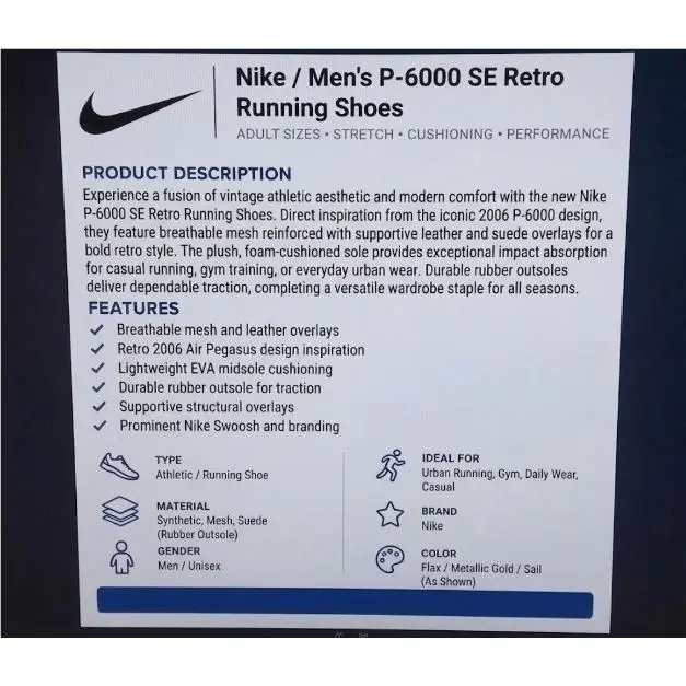 Nike shoes - Nike P-6000 - HF0015-201 - Gold 31