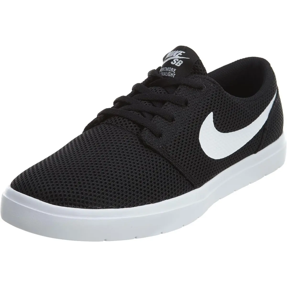 Kids` Sb Portmore Ii Ultralight Black/white Ankle-high Shoe Size 3.5 Youth by Nike