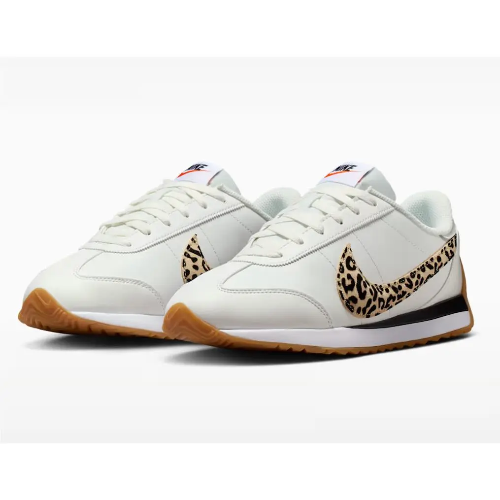 Nike Sneakers Size W 6.5 White Black Gum Leopard Swoosh Shoes