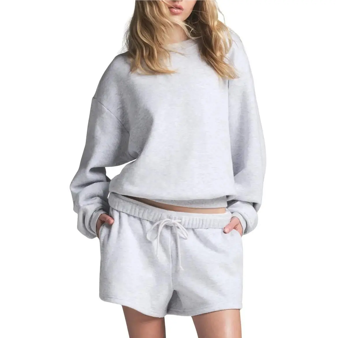 Cotton Fleece Classic Crew LT Heather Sweatshirt Large by Skims