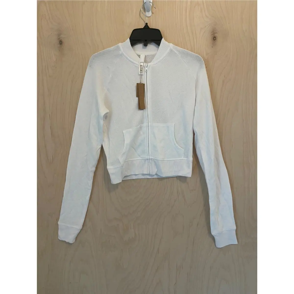 Light French Terry Shrunken Snow Zip UP Hoodie Small by Skims