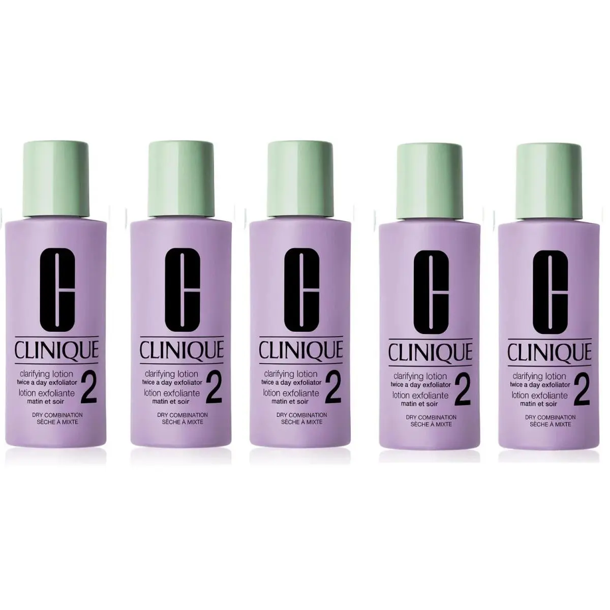 Lot 5  Clarifying Lotion 2 Dry Combination Skin 2oz/60ml 5 = 10oz/300ml by Clinique