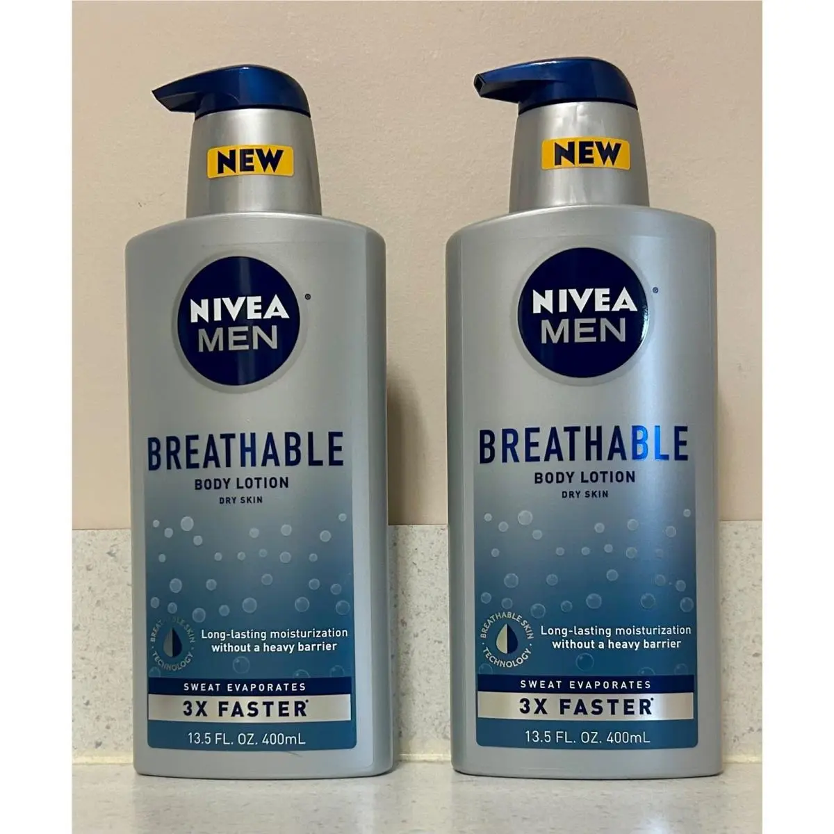 2  Men Breathable Body Lotion Dry Skin 13.5 Oz. Each by Nivea