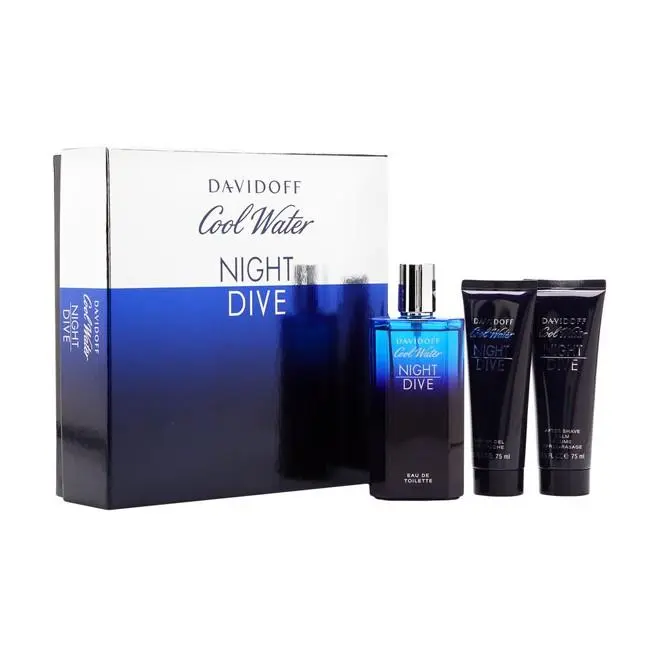 Cool Water Night Dive Men 3PCS Set Shower Gel Edt After Shave Balm by Davidoff