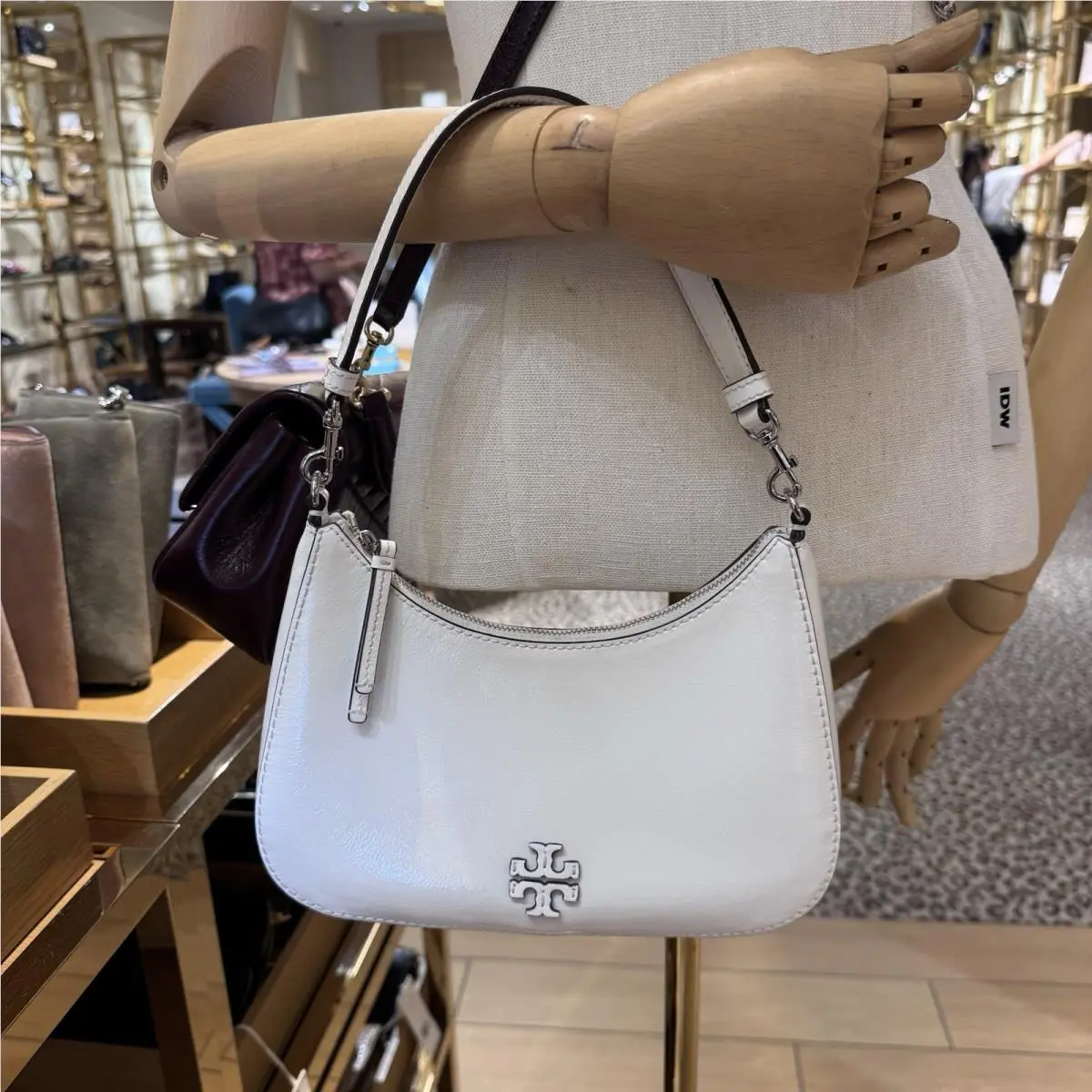 184787 Crinkle Convertible Shoulder Bag Cirrus Calf Leather by Tory Burch