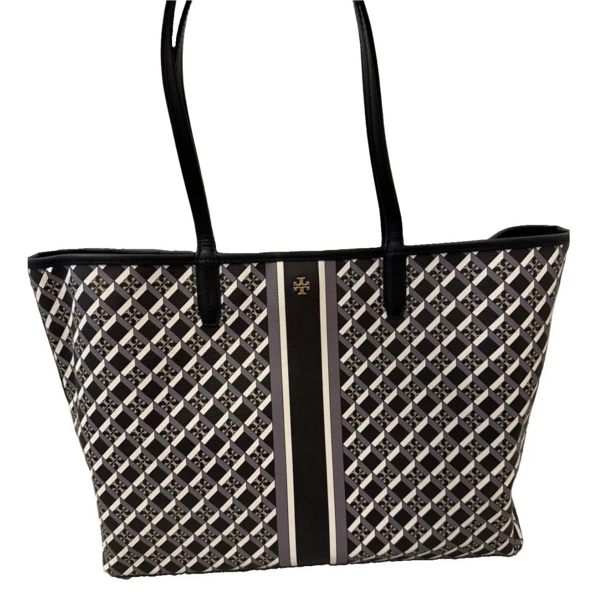Large Tote Black Geo Print by Tory Burch