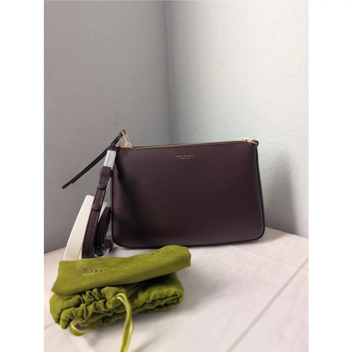 Small Perry Leather Shoulder Bag In Dark Carmine by Tory Burch