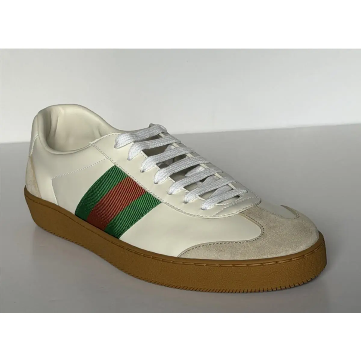 Gucci Men’s Web Leather/suede Sneakers Natural White 10.5 US 10 Gucci 858912
