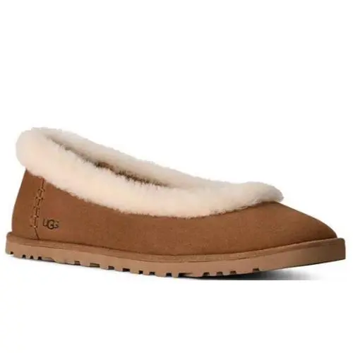Ugg Zora Ballet Flat Chestnut Women’s SZ 5 Suede Slip On Shoes 1178111-CHE - Brown