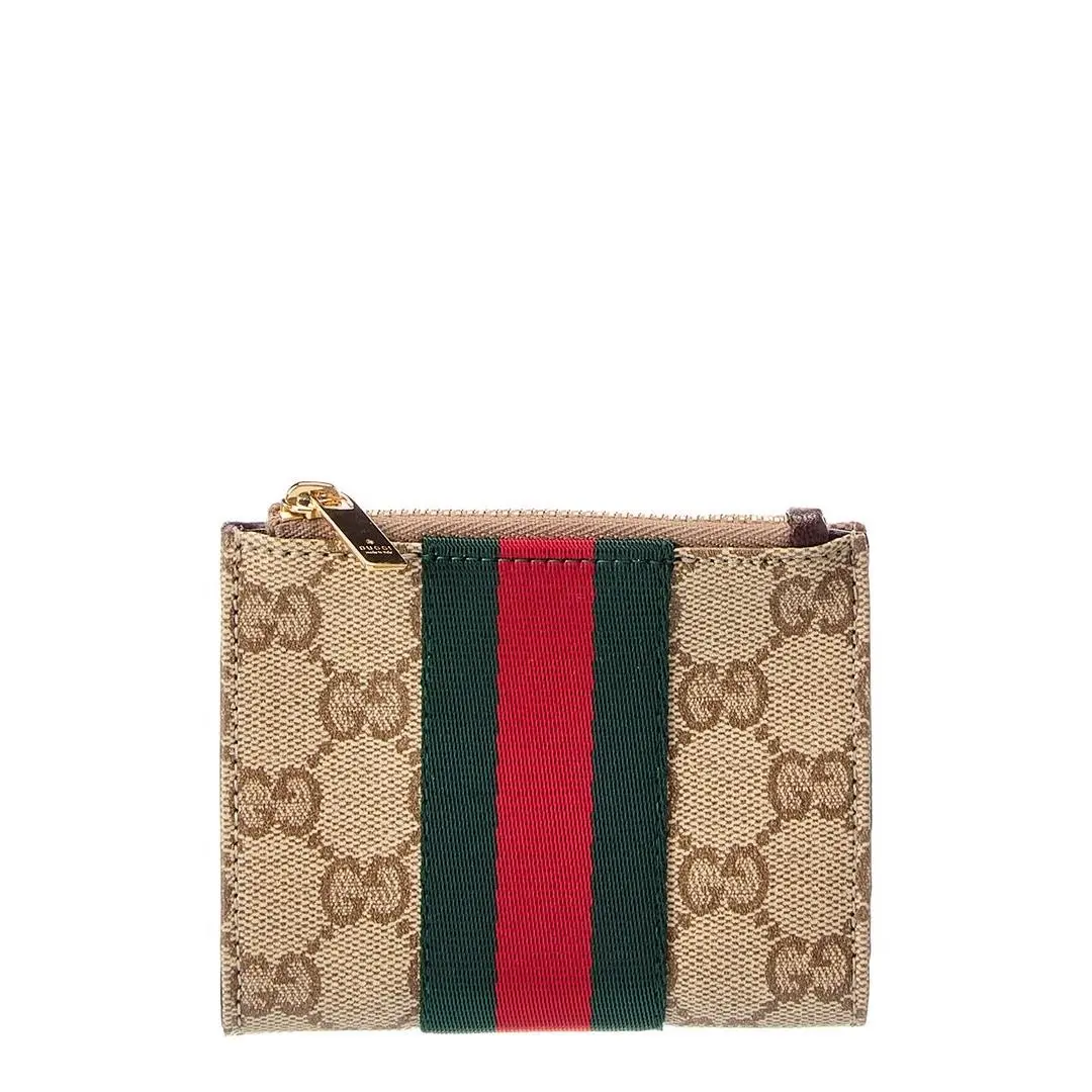 Small Gg Coated Canvas Wallet Women`s Brown by Gucci