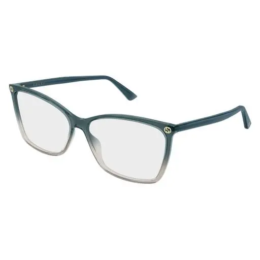 GG 0025 O-019 Grey / Transparent Blue 019 Size 56 Eyeglasses by Gucci