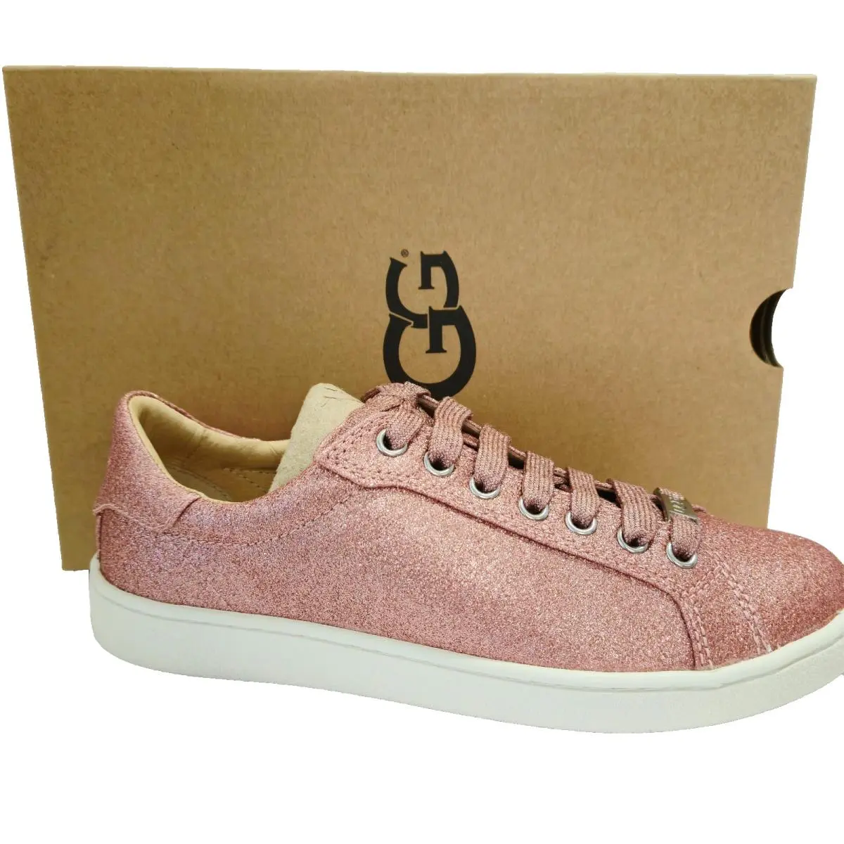 Ugg Women`s Milo Glitter Trainers Low Top Sneakers Shoes Pink Size 7