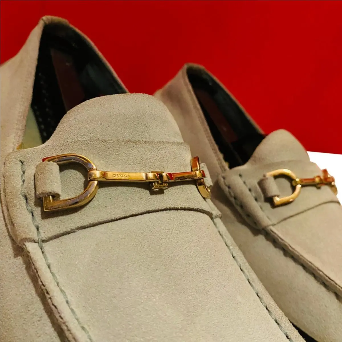 Gucci Women Baby Blue Suede Leather Silver Bits Shoes Flats 36 C