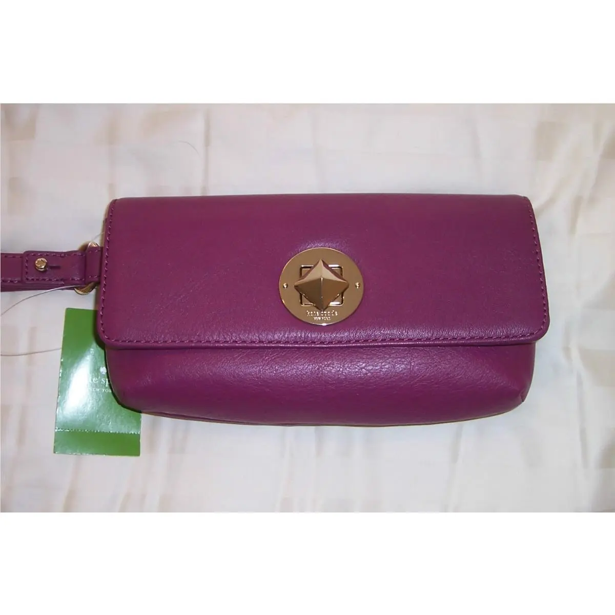 Chrystie Street Evan Wristlet Moody Plum Leather WLRU1868 by Kate Spade