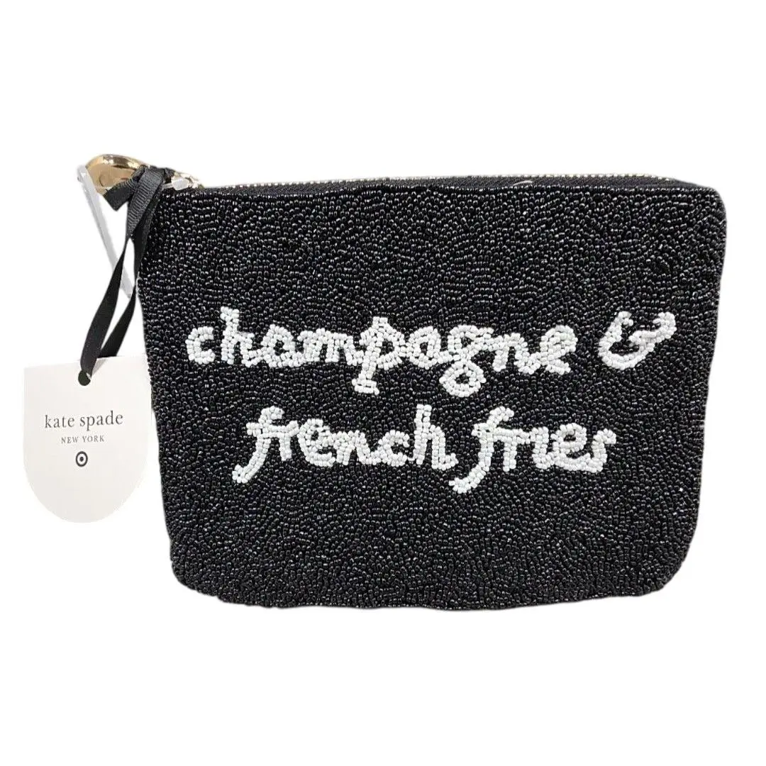 Kate Spade Pouch Wallet Womens One Size Black Beaded Champagne French Fries