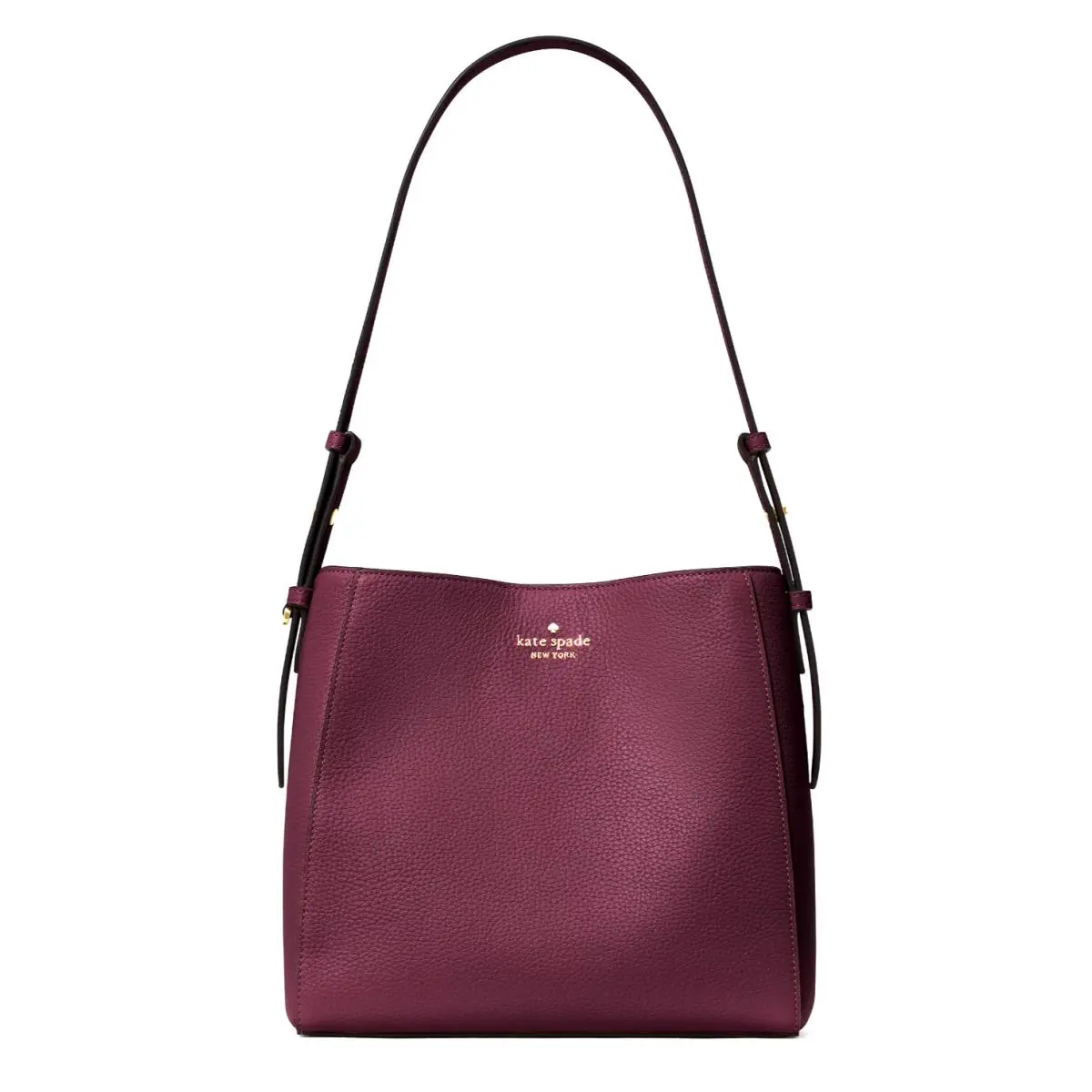 New  Juliette Medium Bucket Pebble Leather Deep Cherry by Kate Spade
