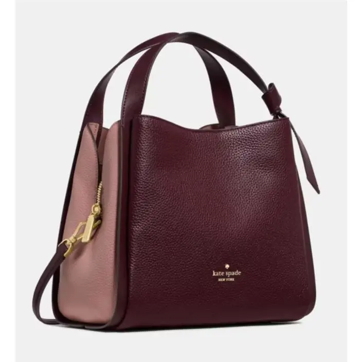 Knott Medium Convertible Bag Satchel Shoulder Leather Grenache Wine by Kate Spade