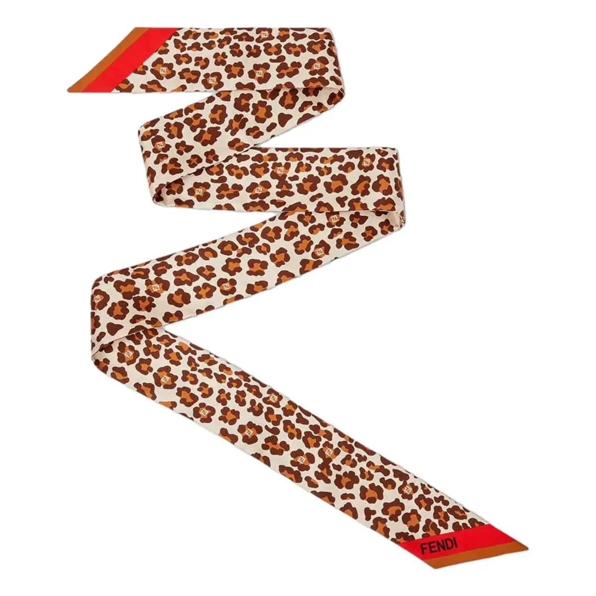 Wrappy Silk Bag Scarf in Leopard Print with Red Border by Fendi