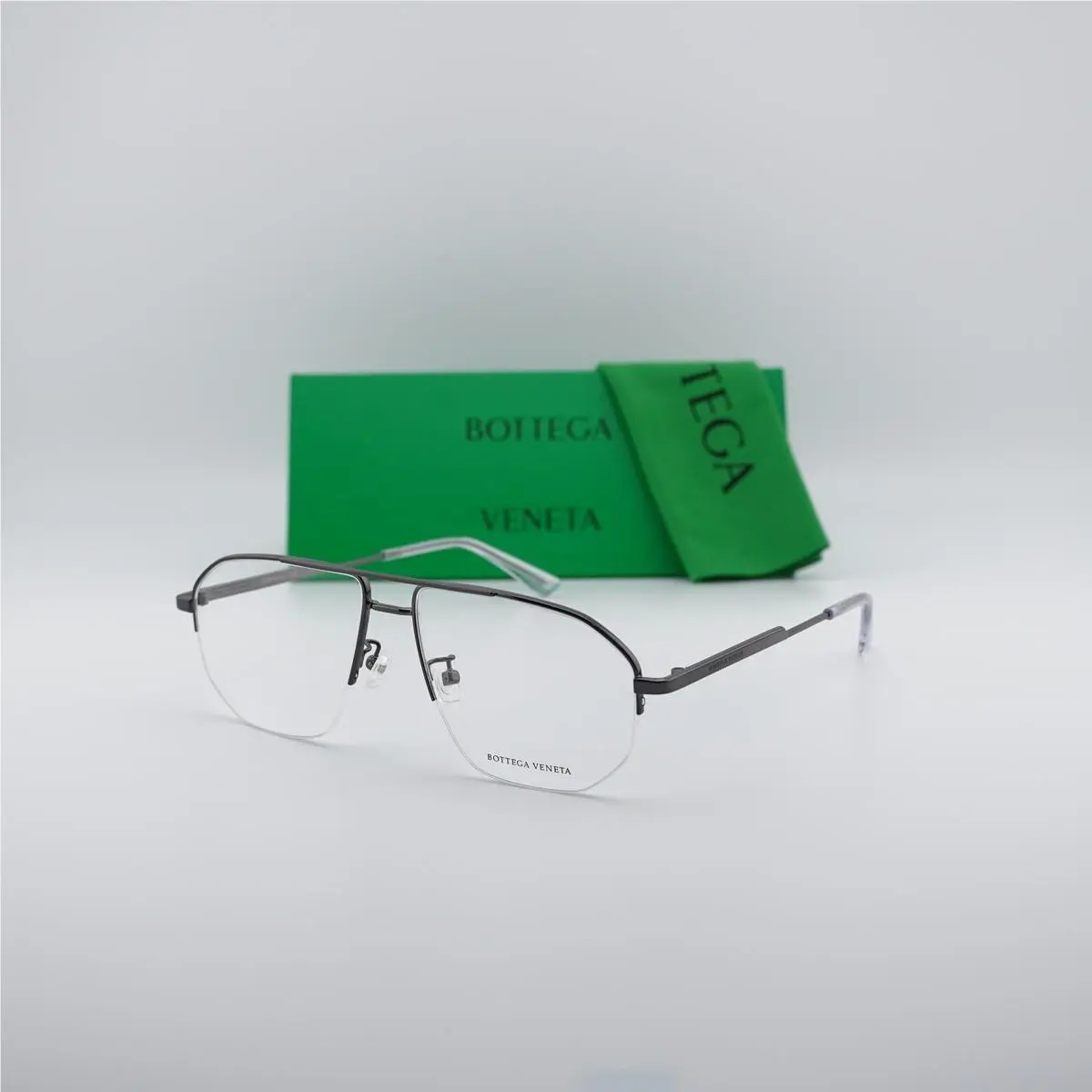 BV1109O 001 Ruthenium 57mm Eyeglasses by Bottega Veneta